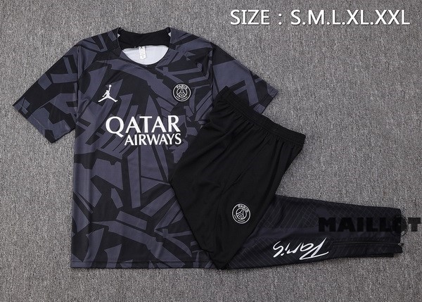 Foot Maillot Pas Cher Entrainement Ensemble Complet Paris Saint Germain 2022 2023 Gris Noir