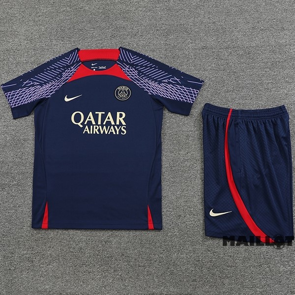 Foot Maillot Pas Cher Entrainement Ensemble Complet Paris Saint Germain 2023 2024 Bleu Marine Purpura