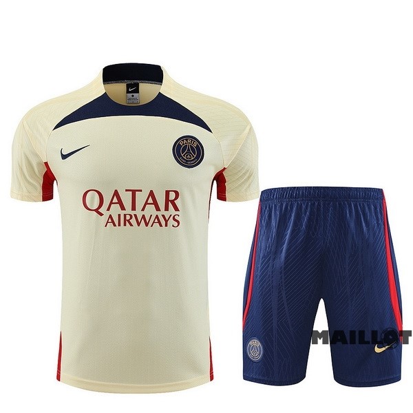 Foot Maillot Pas Cher Entrainement Ensemble Complet Paris Saint Germain 2023 2024 Jaune Bleu