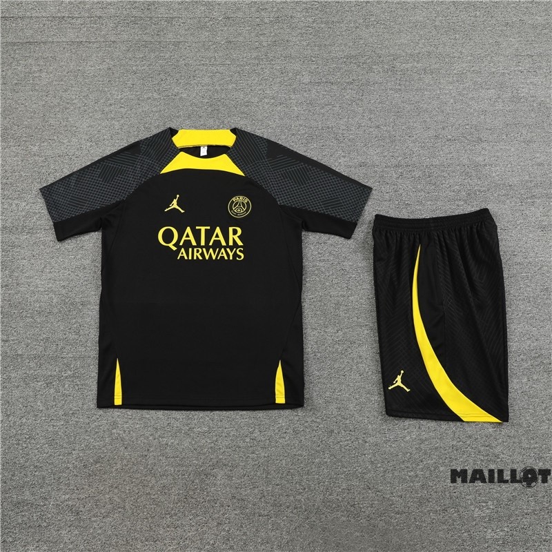 Foot Maillot Pas Cher Entrainement Ensemble Complet Paris Saint Germain 2023 2024 Noir I Jaune