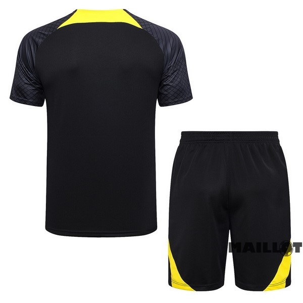 Foot Maillot Pas Cher Entrainement Ensemble Complet Paris Saint Germain 2023 2024 Noir Jaune