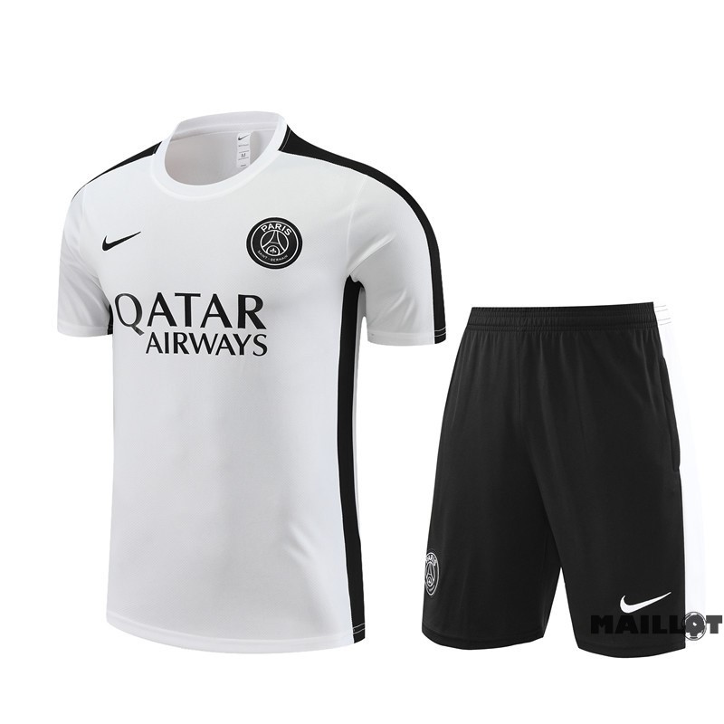 Foot Maillot Pas Cher Entrainement Ensemble Complet Paris Saint Germain Enfant 2023 2024 Blanc Noir