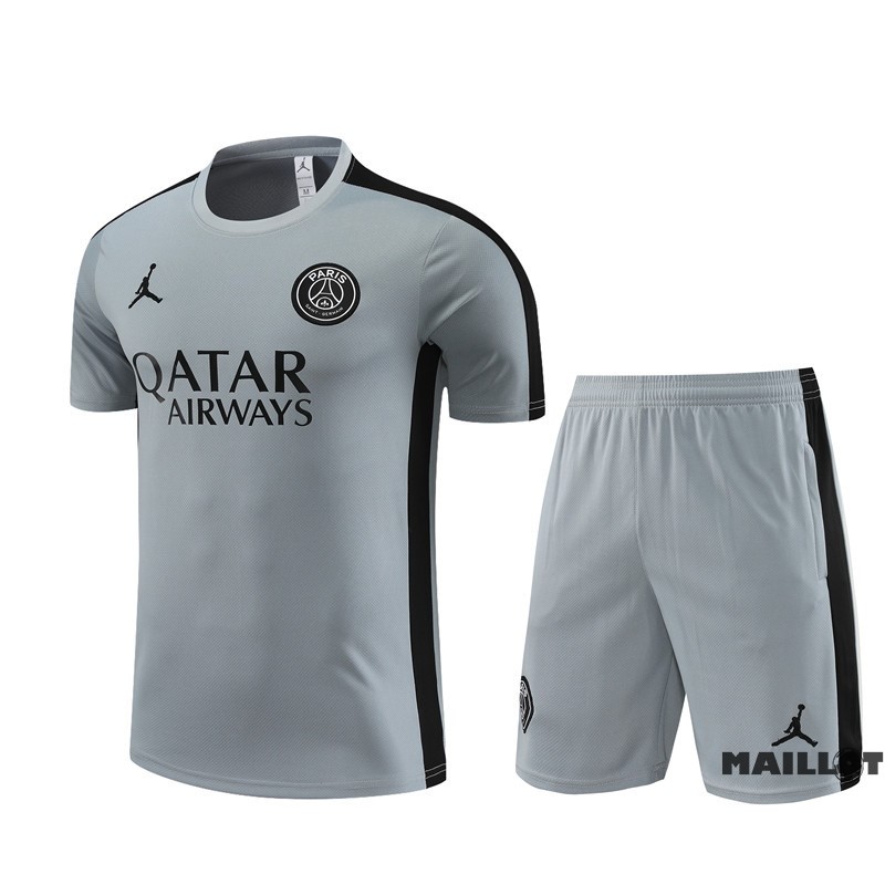 Foot Maillot Pas Cher Entrainement Ensemble Complet Paris Saint Germain Enfant 2023 2024 Gris I Noir