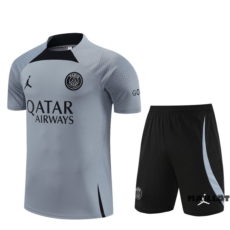 Foot Maillot Pas Cher Entrainement Ensemble Complet Paris Saint Germain Enfant 2023 2024 Gris Noir