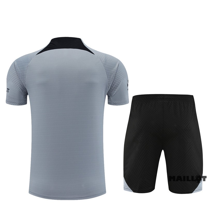 Foot Maillot Pas Cher Entrainement Ensemble Complet Paris Saint Germain Enfant 2023 2024 Gris Noir