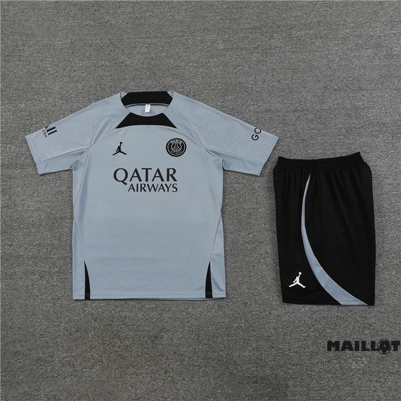 Foot Maillot Pas Cher Entrainement Ensemble Complet Paris Saint Germain Enfant 2023 2024 Gris Noir