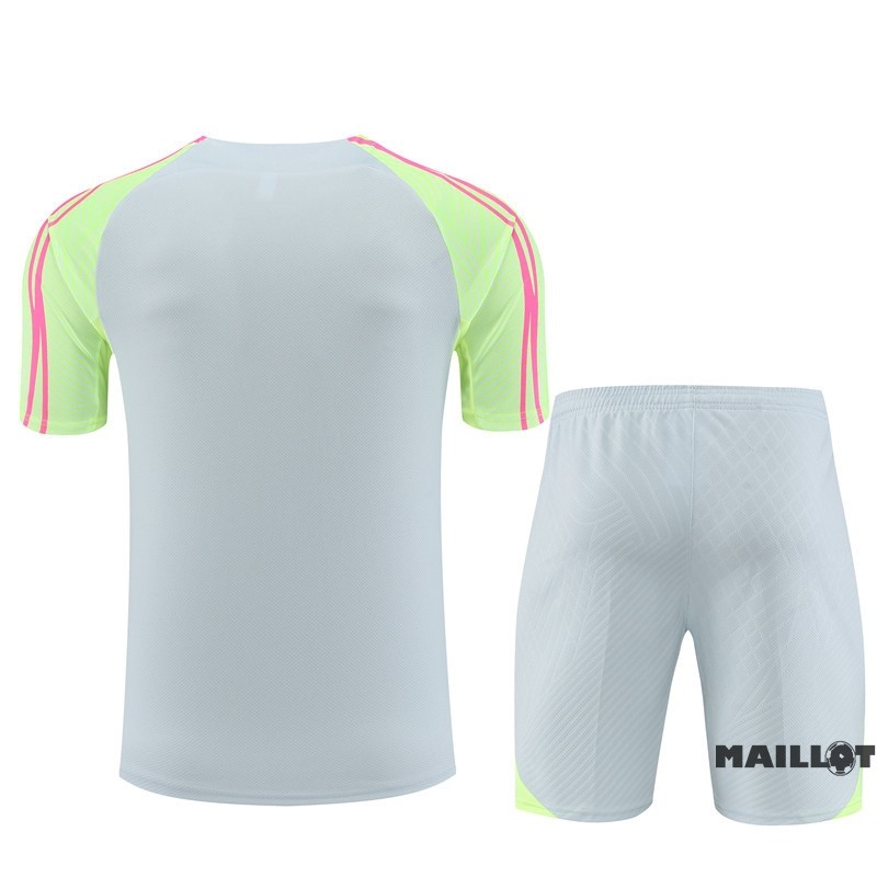 Foot Maillot Pas Cher Entrainement Ensemble Complet Paris Saint Germain Enfant 2023 2024 Gris Vert