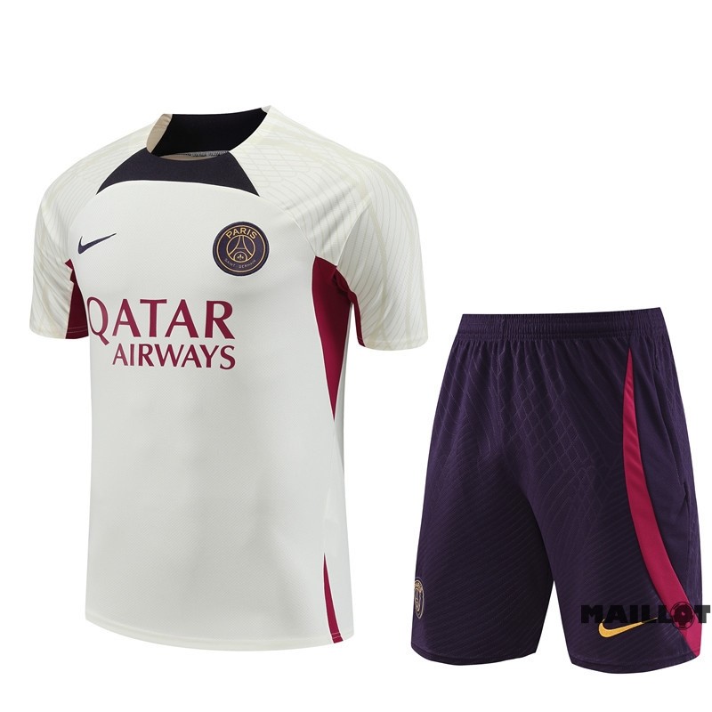 Foot Maillot Pas Cher Entrainement Ensemble Complet Paris Saint Germain Enfant 2023 2024 Jaune Purpura