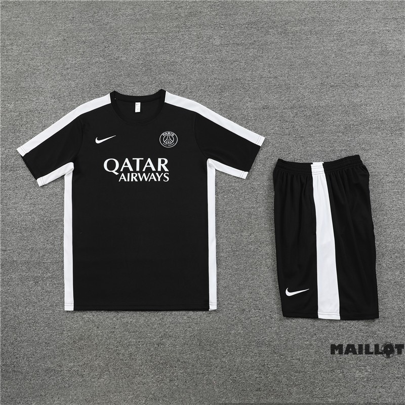 Foot Maillot Pas Cher Entrainement Ensemble Complet Paris Saint Germain Enfant 2023 2024 Noir Blanc