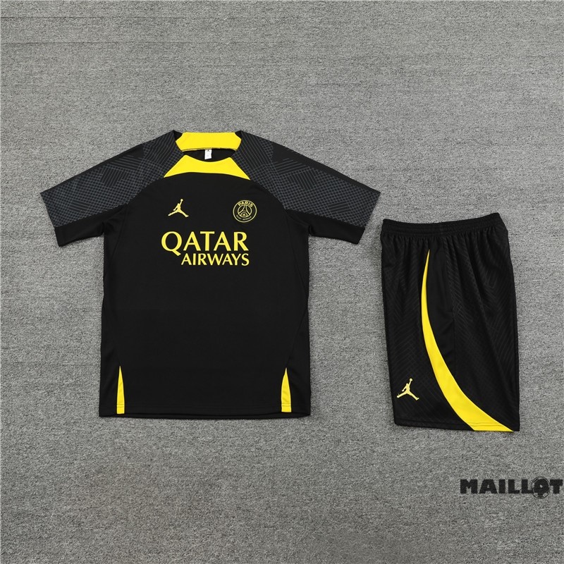 Foot Maillot Pas Cher Entrainement Ensemble Complet Paris Saint Germain Enfant 2023 2024 Noir I Jaune