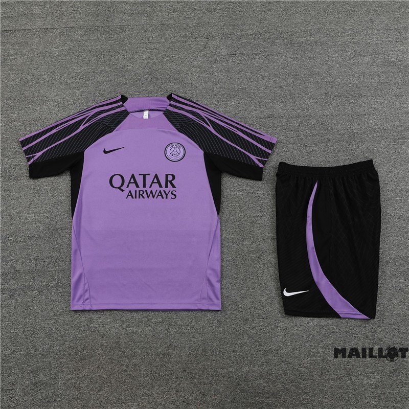 Foot Maillot Pas Cher Entrainement Ensemble Complet Paris Saint Germain Enfant 2023 2024 Purpura Noir