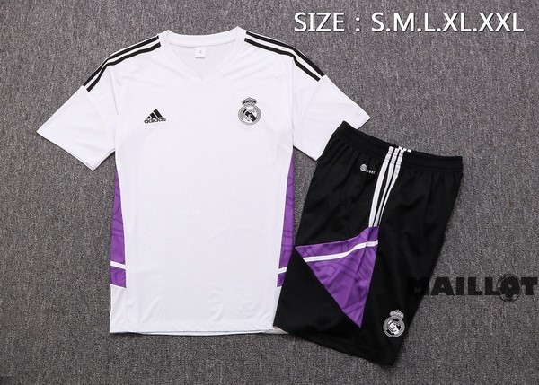 Foot Maillot Pas Cher Entrainement Ensemble Complet Real Madrid 2022 2023 Blanc Purpura II Noir