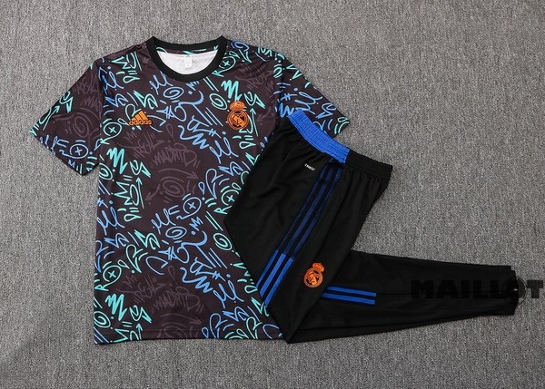 Foot Maillot Pas Cher Entrainement Ensemble Complet Real Madrid 2022 2023 Noir I Vert