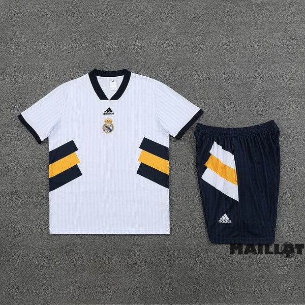 Foot Maillot Pas Cher Entrainement Ensemble Complet Real Madrid 2023 2024 Blanc Bleu Marine