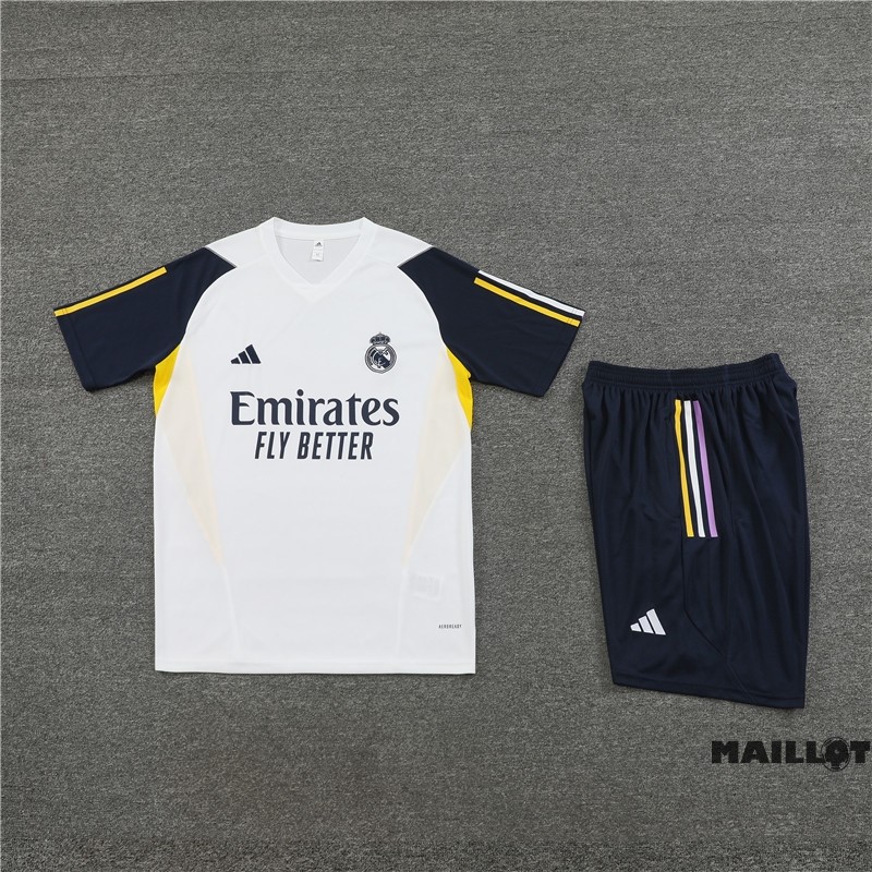 Foot Maillot Pas Cher Entrainement Ensemble Complet Real Madrid 2023 2024 Blanc I Bleu Marine
