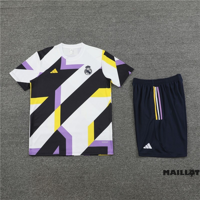 Foot Maillot Pas Cher Entrainement Ensemble Complet Real Madrid 2023 2024 Blanc Purpura Bleu