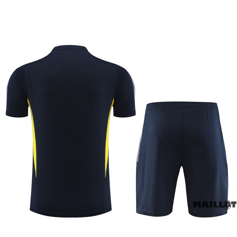 Foot Maillot Pas Cher Entrainement Ensemble Complet Real Madrid 2023 2024 Bleu Marine Jaune