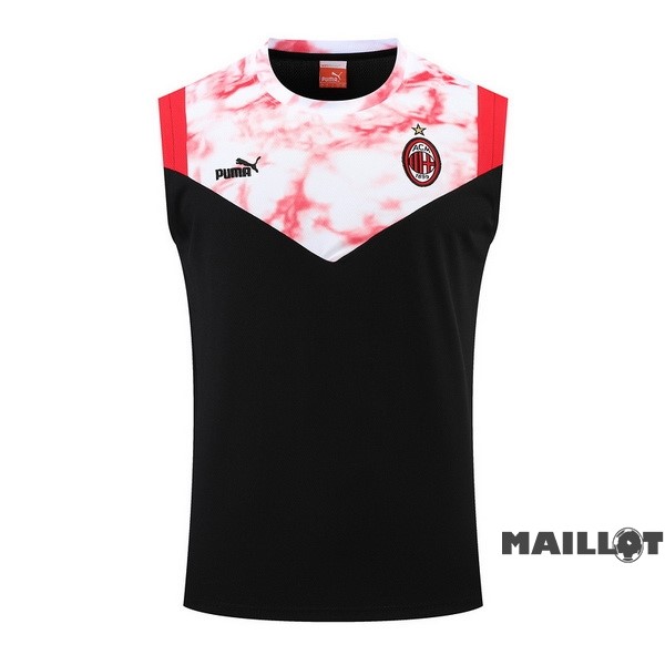 Foot Maillot Pas Cher Entrainement Sans Manches AC Milan 2022 2023 Noir Rouge