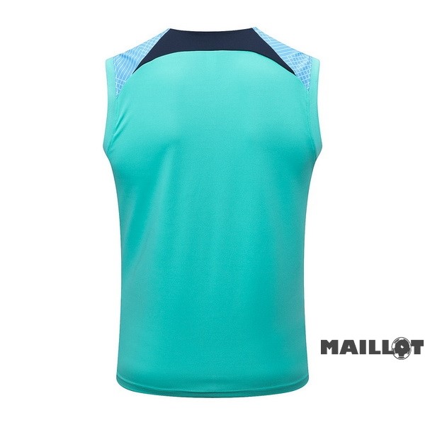 Foot Maillot Pas Cher Entrainement Sans Manches Barcelona 2022 2023 Vert Bleu