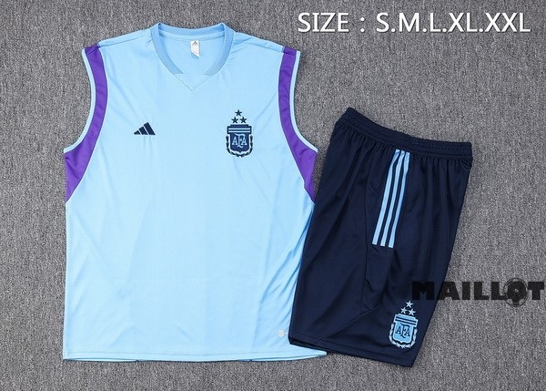 Foot Maillot Pas Cher Entrainement Sans Manches Ensemble Complet Argentine 2023 Bleu Clair