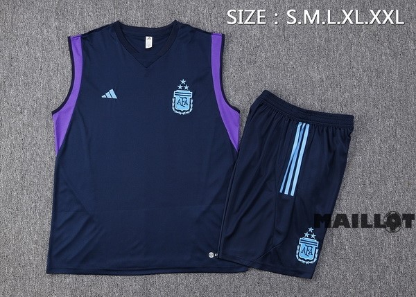 Foot Maillot Pas Cher Entrainement Sans Manches Ensemble Complet Argentine 2023 Bleu Marine