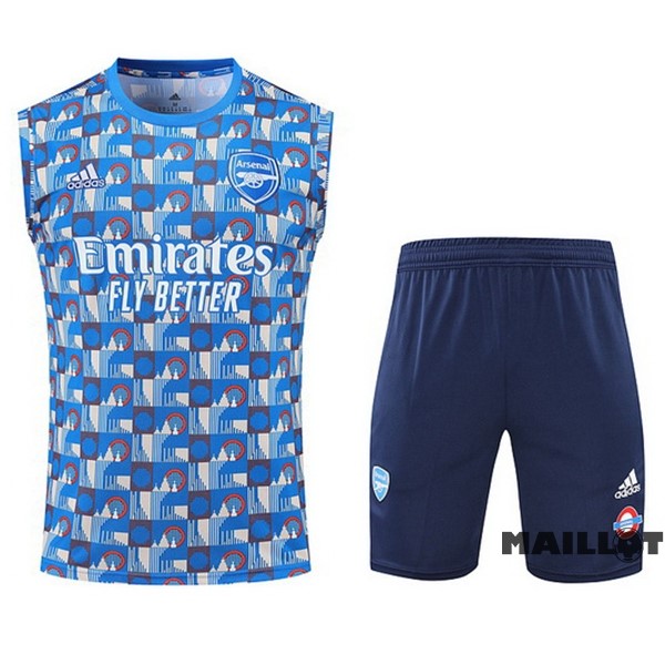Foot Maillot Pas Cher Entrainement Sans Manches Ensemble Complet Arsenal 2022 2023 Bleu