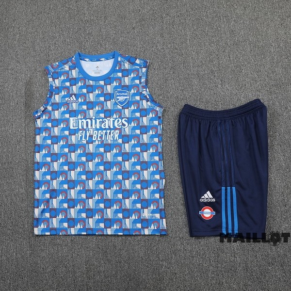 Foot Maillot Pas Cher Entrainement Sans Manches Ensemble Complet Arsenal 2022 2023 Bleu