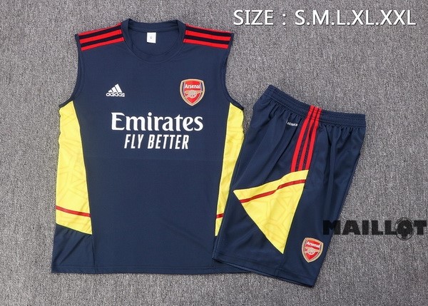 Foot Maillot Pas Cher Entrainement Sans Manches Ensemble Complet Arsenal 2022 2023 Bleu