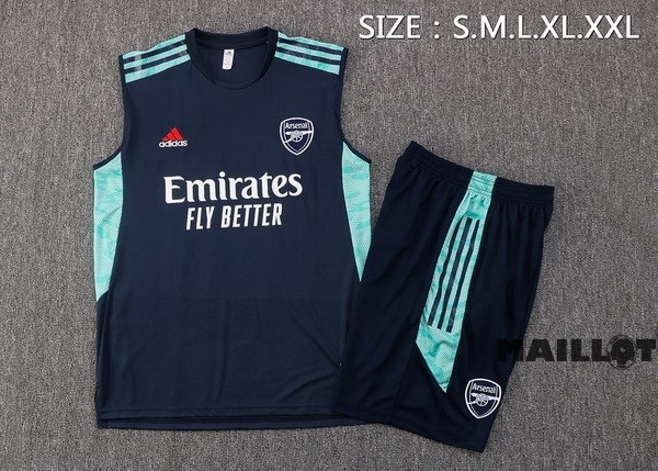 Foot Maillot Pas Cher Entrainement Sans Manches Ensemble Complet Arsenal 2022 2023 Bleu Vert