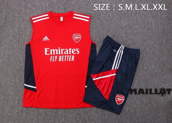 Foot Maillot Pas Cher Entrainement Sans Manches Ensemble Complet Arsenal 2022 2023 Rouge Bleu