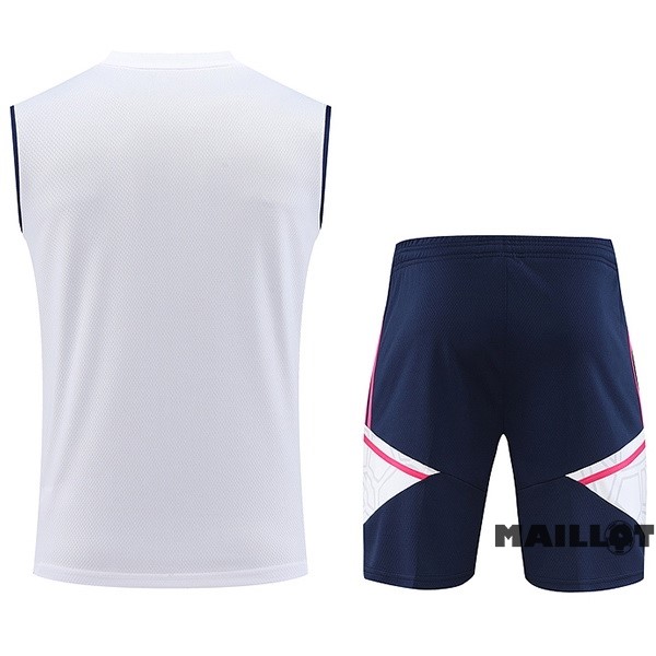 Foot Maillot Pas Cher Entrainement Sans Manches Ensemble Complet Arsenal 2023 2024 Blanc Rose Bleu