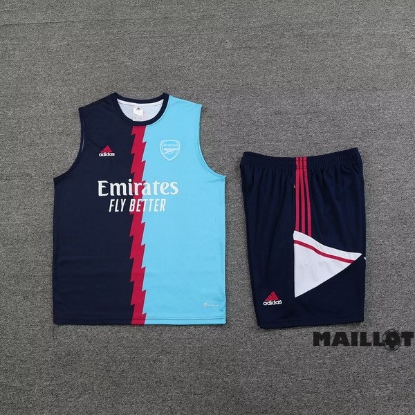 Foot Maillot Pas Cher Entrainement Sans Manches Ensemble Complet Arsenal 2023 2024 Bleu