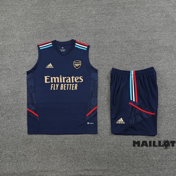 Foot Maillot Pas Cher Entrainement Sans Manches Ensemble Complet Arsenal 2023 2024 Bleu II Marine