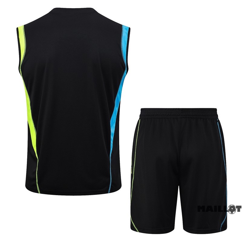 Foot Maillot Pas Cher Entrainement Sans Manches Ensemble Complet Arsenal 2023 2024 Noir I Vert