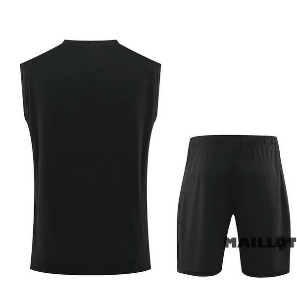 Foot Maillot Pas Cher Entrainement Sans Manches Ensemble Complet Arsenal 2023 2024 Noir Jaune