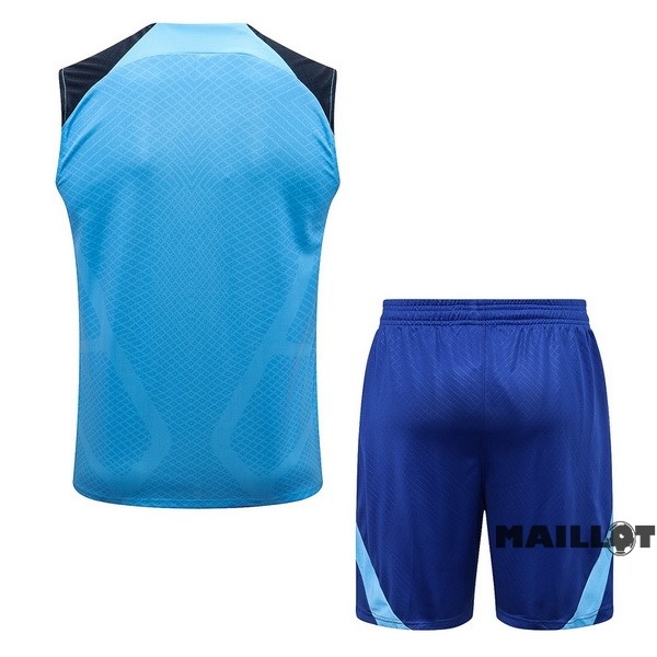 Foot Maillot Pas Cher Entrainement Sans Manches Ensemble Complet Atlético Madrid 2022 2023 Bleu