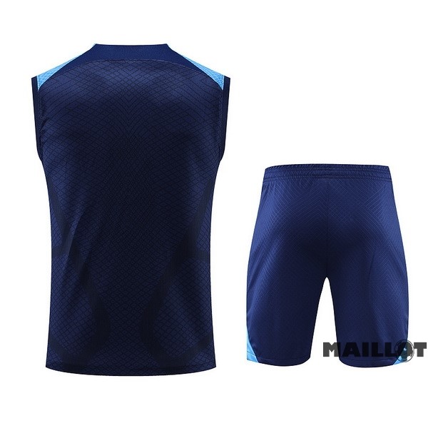 Foot Maillot Pas Cher Entrainement Sans Manches Ensemble Complet Atlético Madrid 2022 2023 Bleu