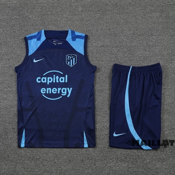 Foot Maillot Pas Cher Entrainement Sans Manches Ensemble Complet Atlético Madrid 2022 2023 Bleu