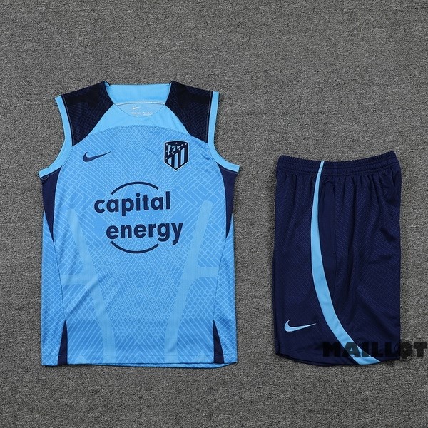 Foot Maillot Pas Cher Entrainement Sans Manches Ensemble Complet Atlético Madrid 2022 2023 I Bleu