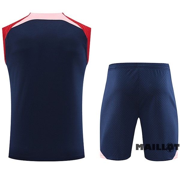Foot Maillot Pas Cher Entrainement Sans Manches Ensemble Complet Atlético Madrid 2023 2024 Bleu Rouge