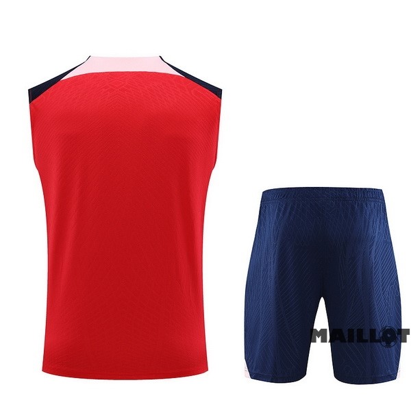 Foot Maillot Pas Cher Entrainement Sans Manches Ensemble Complet Atlético Madrid 2023 2024 Rouge Bleu