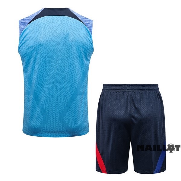Foot Maillot Pas Cher Entrainement Sans Manches Ensemble Complet Barcelona 2022 2023 Bleu Rouge