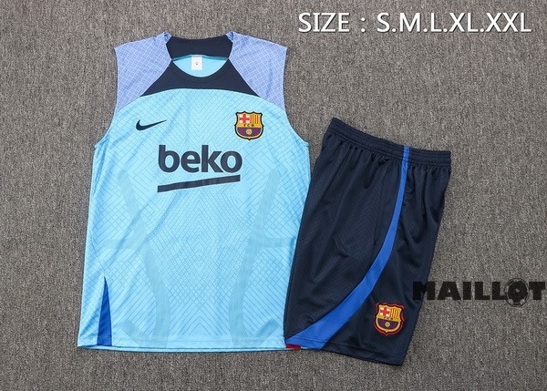 Foot Maillot Pas Cher Entrainement Sans Manches Ensemble Complet Barcelona 2022 2023 Bleu Rouge