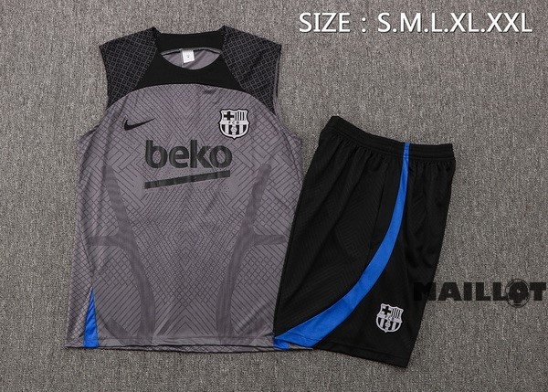 Foot Maillot Pas Cher Entrainement Sans Manches Ensemble Complet Barcelona 2022 2023 Gris Noir