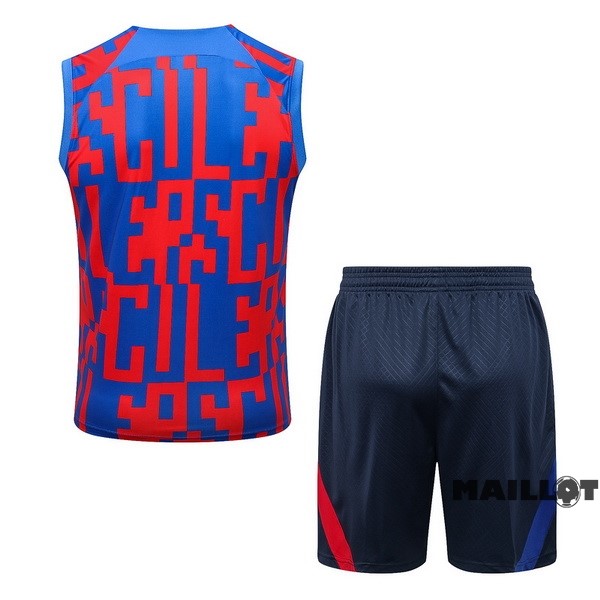 Foot Maillot Pas Cher Entrainement Sans Manches Ensemble Complet Barcelona 2022 2023 Rouge Bleu