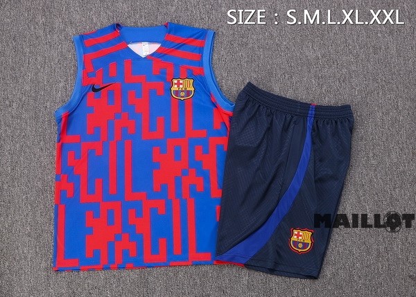 Foot Maillot Pas Cher Entrainement Sans Manches Ensemble Complet Barcelona 2022 2023 Rouge Bleu