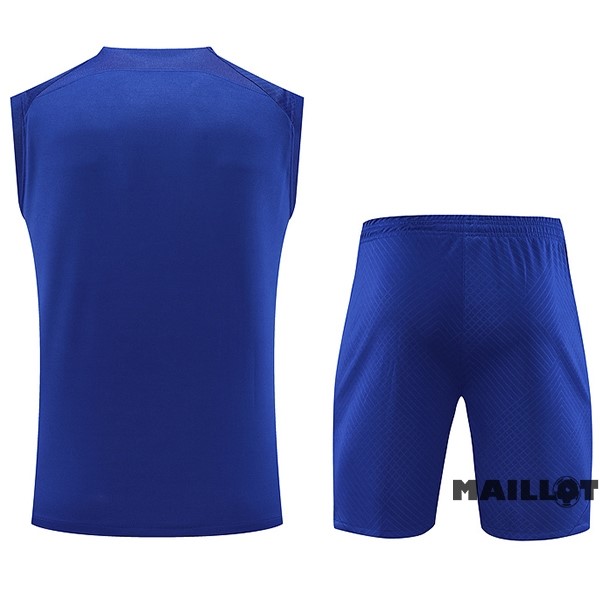 Foot Maillot Pas Cher Entrainement Sans Manches Ensemble Complet Barcelona 2023 2024 Bleu
