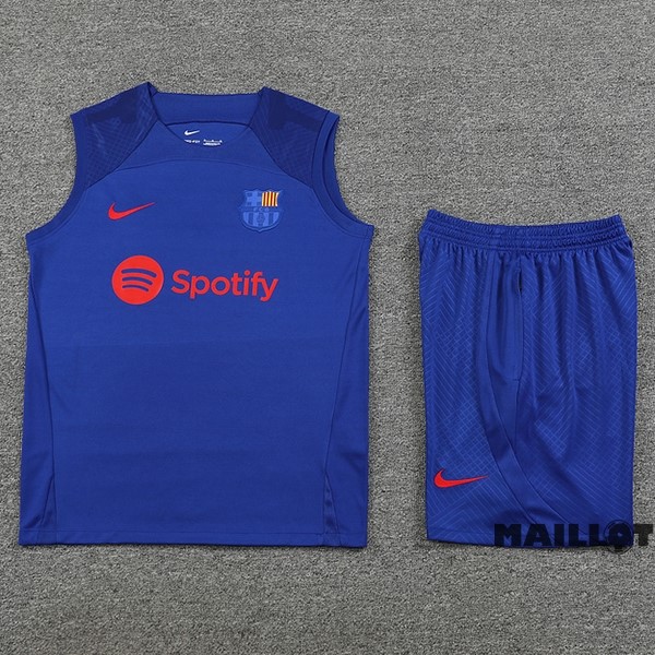 Foot Maillot Pas Cher Entrainement Sans Manches Ensemble Complet Barcelona 2023 2024 Bleu