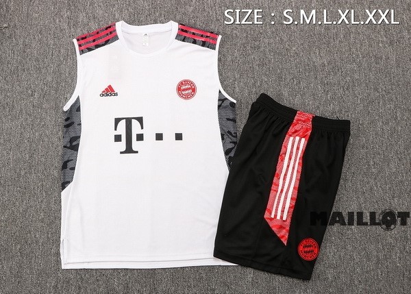 Foot Maillot Pas Cher Entrainement Sans Manches Ensemble Complet Bayern Múnich 2022 2023 Blanc Noir