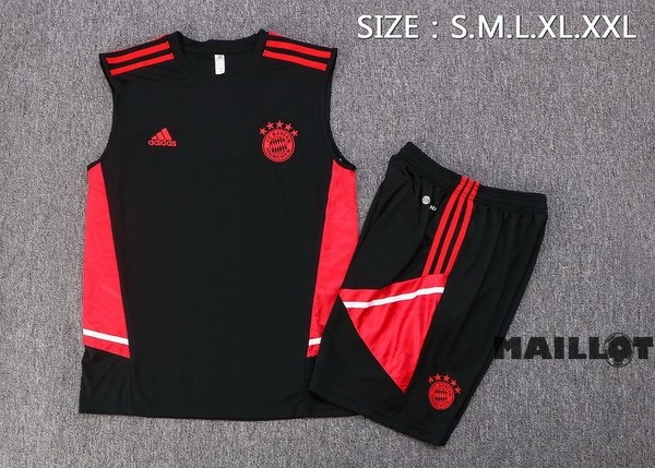 Foot Maillot Pas Cher Entrainement Sans Manches Ensemble Complet Bayern Múnich 2022 2023 Noir II Rouge